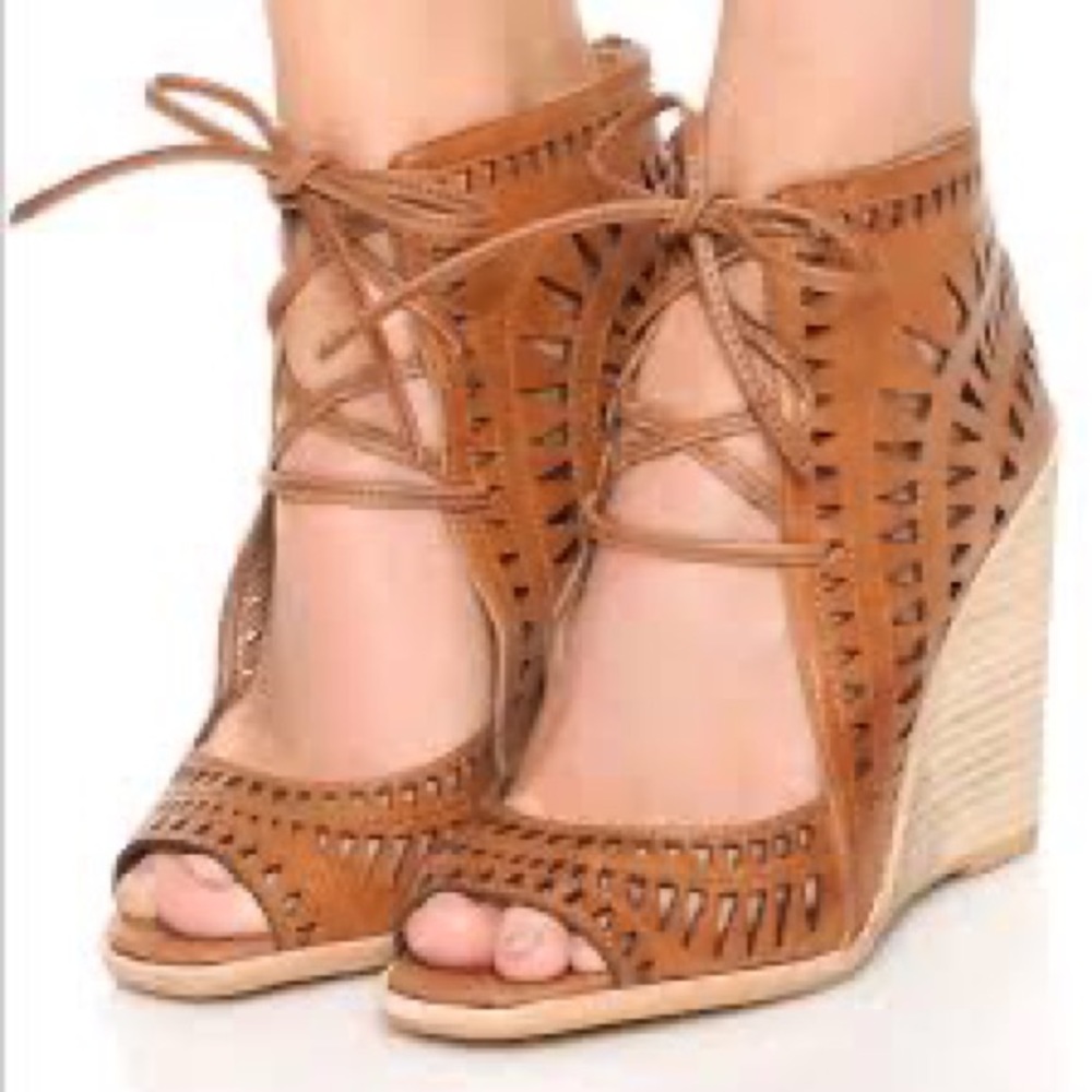 Jeffrey Campbell Brown Lace-Up Wedges